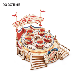 Robotime Rokr Tilt-A-Whirl The Tea Cup Amusement Park Series Building Toy Birthday Xmas Gifts for Kids Children 3D Wooden Puzzle