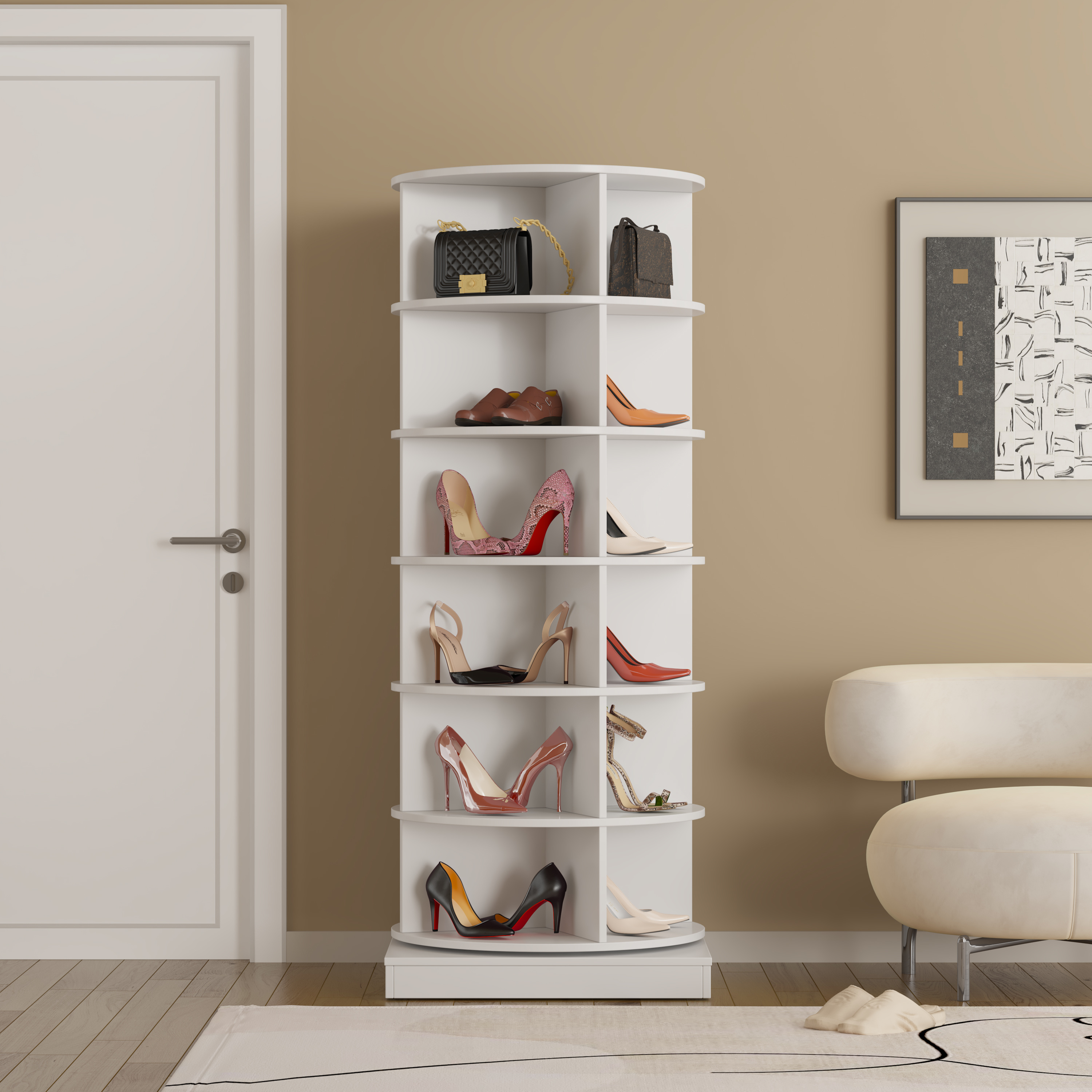 360 Rotating shoe cabinet 6 layers