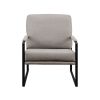 Contemporary Square Metal Frame Accent Chair – Mushroom / Black