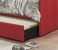 Red Fabric Upholstered 1pc Day Bed with Pull-out Trundle Nailhead Trim Wood Frame Furniture