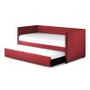 Red Fabric Upholstered 1pc Day Bed with Pull-out Trundle Nailhead Trim Wood Frame Furniture