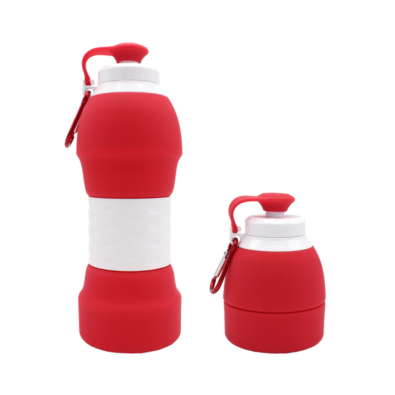 Silicone folding water bottle (Color: Red)