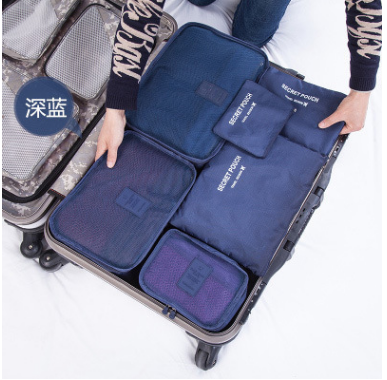 Durable Waterproof Nylon Packing Cube Travel Organizer Bag (Color: navy)