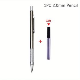 0.3/0.5/0.7/0.9/1.3/2.0mm Mechanical Pencil Set Full Metal Art Drawing Painting Automatic Pencil With Leads,Office School Supply (Items: 2.0MM pencil free lead)