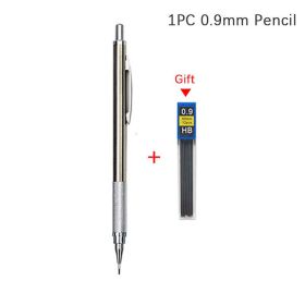 0.3/0.5/0.7/0.9/1.3/2.0mm Mechanical Pencil Set Full Metal Art Drawing Painting Automatic Pencil With Leads,Office School Supply (Items: 0.9MM pencil free lead)