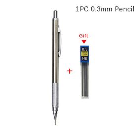 0.3/0.5/0.7/0.9/1.3/2.0mm Mechanical Pencil Set Full Metal Art Drawing Painting Automatic Pencil With Leads,Office School Supply (Items: 0.3MM pencil free lead)