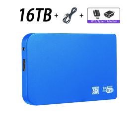 Original High-speed 16TB Portable External Solid State Hard Drive USB3.0 Interface HDD Mobile Hard Drive For Laptop/mac (Color: 16TB Blue)