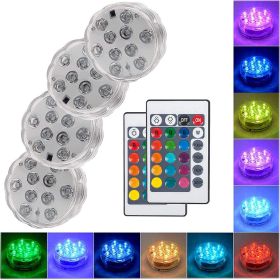 10 LED Submersible Lights Underwater Waterproof Wedding Vase Base Lamp Underwater Night Lamp Outdoor Vase Bowl Garden Party Decoration (Num: 1Pcs)