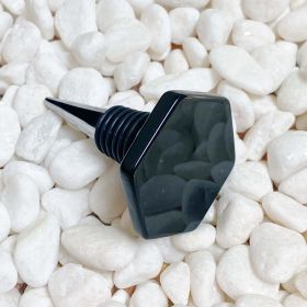 Soho Lounge Hexagon Stone Wine Stopper (Color: Black Absidian)