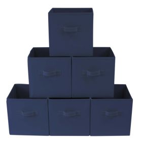 Collapsible Cube Fabric Storage Bins (10.5" x 10.5"), 6 Pack (Color: Blue Cove)