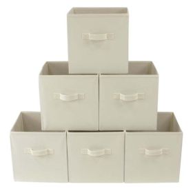 Collapsible Cube Fabric Storage Bins (10.5" x 10.5"), 6 Pack (Color: Vanilla Dream)