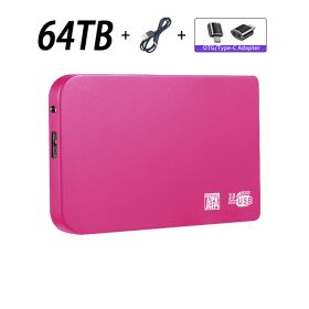 Original High-speed 16TB Portable External Solid State Hard Drive USB3.0 Interface HDD Mobile Hard Drive For Laptop/mac (Color: 64TB Pink)